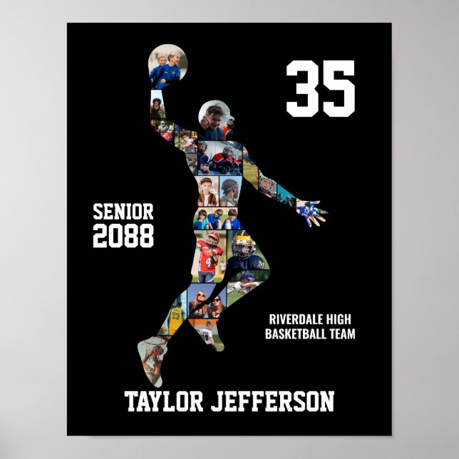 Affiche Basketball Player Sports Photo Collage Senior (Devant)