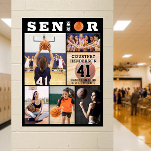 Affiche Basketball Senior Graduation 6 Photo Collage