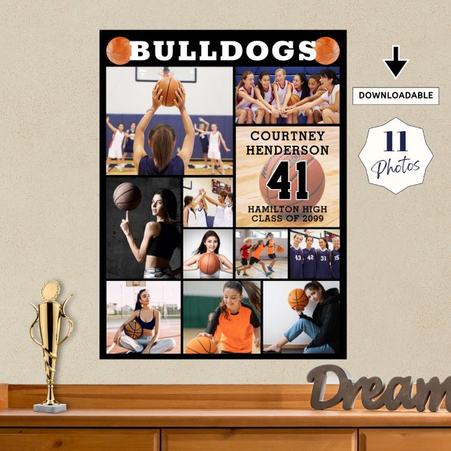 Affiche Basketball Senior Night 11 Photo Collage (Créateur téléchargé)