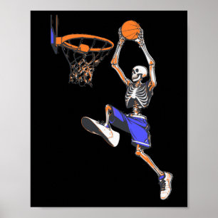 Affiche Basketball Slam Dunk Skeleton Halloween