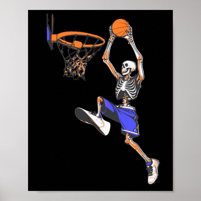 Affiche Basketball Slam Dunk Skeleton Halloween (Devant)