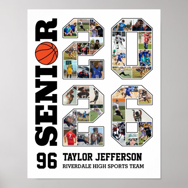 Affiche Basketball Team Senior 2026 Sports Photo Collage (Devant)