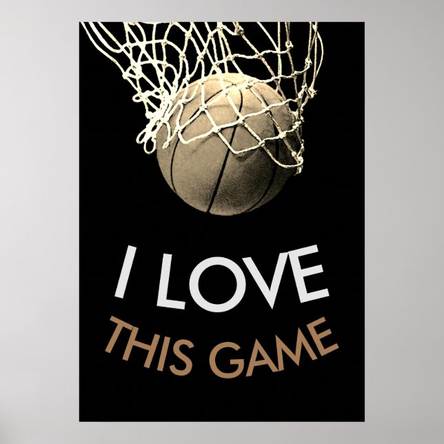 Affiche Basketball Tons Sépia Rétro Look (Devant)