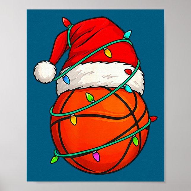 Affiche Basketball With Santa Hat Funny Christmas Xmas Gif (Devant)