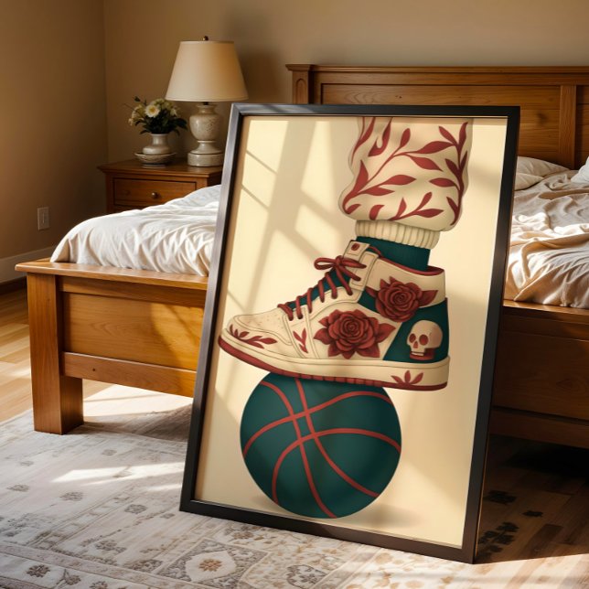 Affiche Baskets haut-de-gamme du crâne floral sur le baske (Créateur téléchargé)