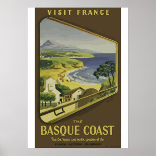 Affiche Basque vintage de voyage de la France de