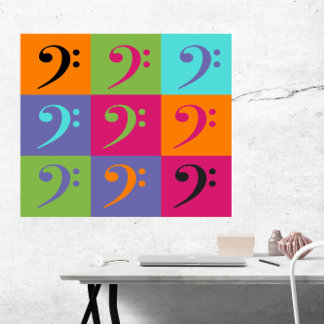 Affiche Bass Clef Motif orange violet rose