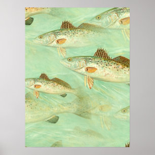 Affiche Bass Fish Pattern
