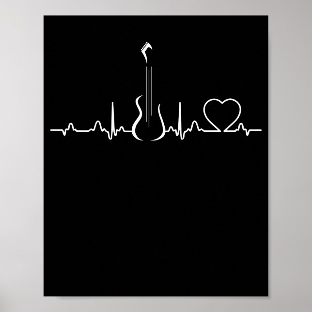 Affiche Bass Player Bass Guitar Heartbeat Music Instrument (Devant)