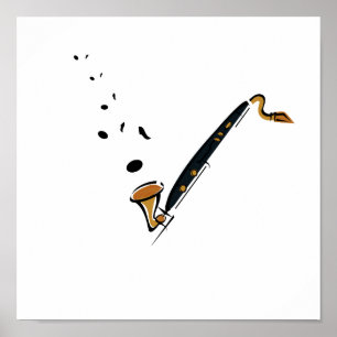 Affiche Basse Clarinet avec notes musicales