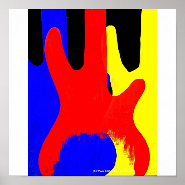 Affiche Basse Guitare Peinture Abstraite Couleurs vives (Devant)