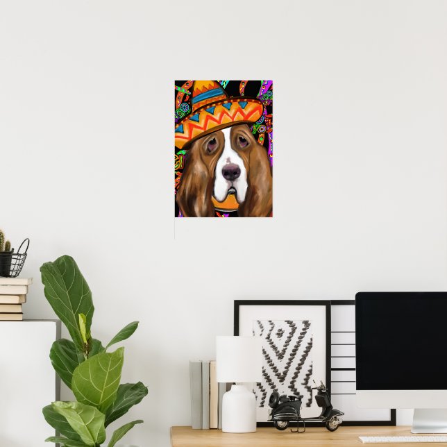 AFFICHE BASSET HOUND (Bureau à domicile)