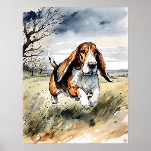 Affiche Basset Hound - Art Chien Imprimer