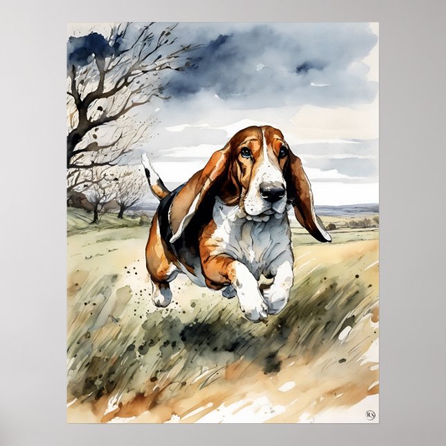 Affiche Basset Hound - Art Chien Imprimer (Devant)