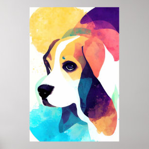 Affiche Basset Hound Chien Nature sauvage Animal Peinture 