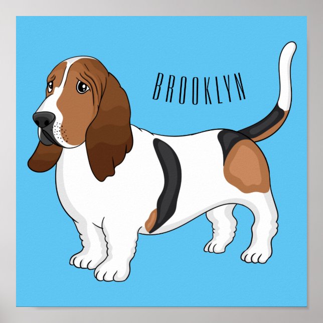 Affiche Basset hound dessin de chien (Devant)