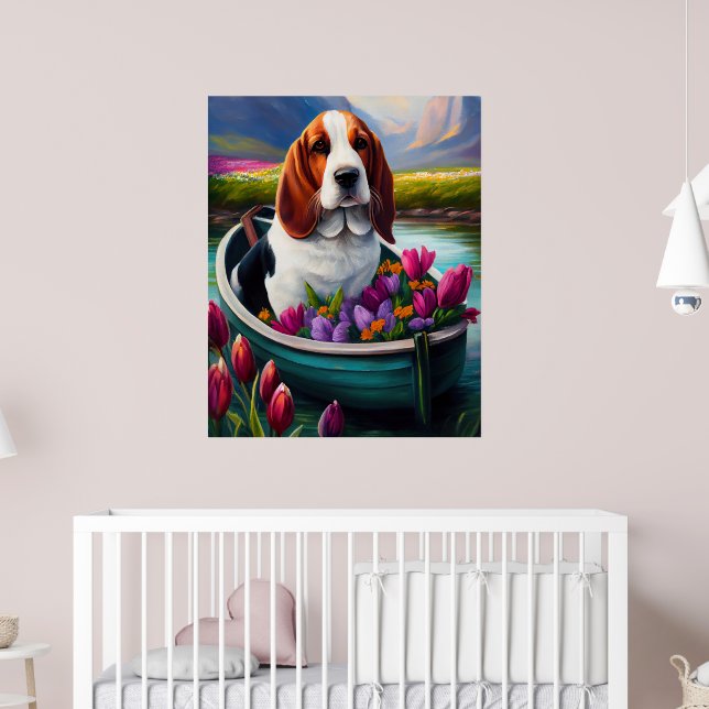 Affiche Basset Hound Dog sur une pagaie : une aventure Pit (Pépinière 2)