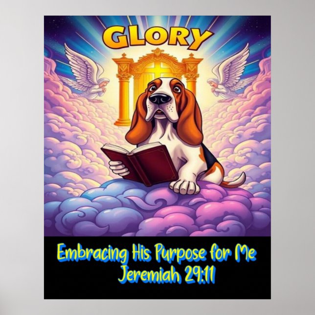 Affiche Basset Hound embrassant son but pour moi (Devant)