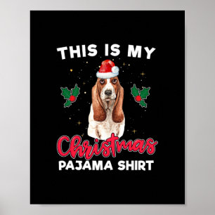 Affiche basset hound noël pyjama père Noël cadeau amoureux