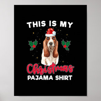 Affiche basset hound noël pyjama père Noël cadeau amoureux