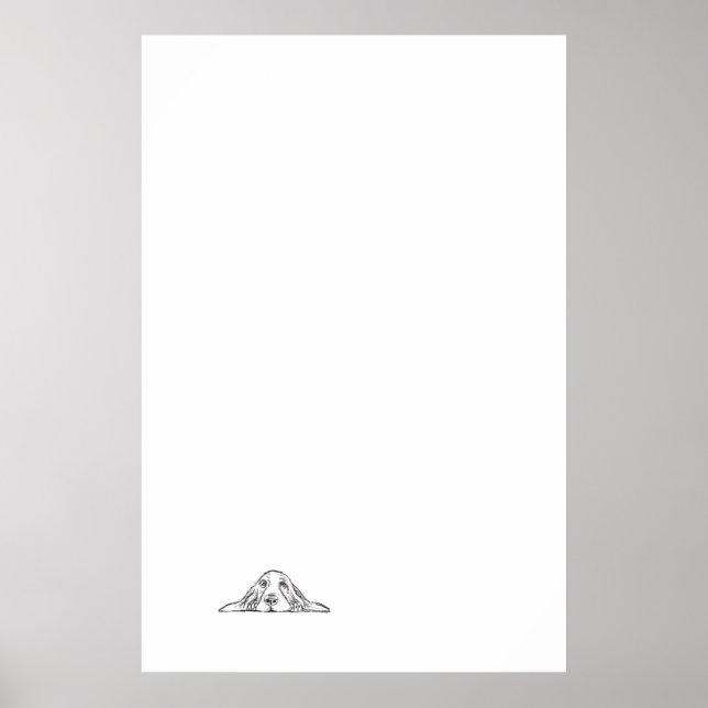 Affiche basset hound noir blanc yeux de chiot simple  (Devant)