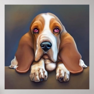 Affiche Basset Hound - Portrait de chien