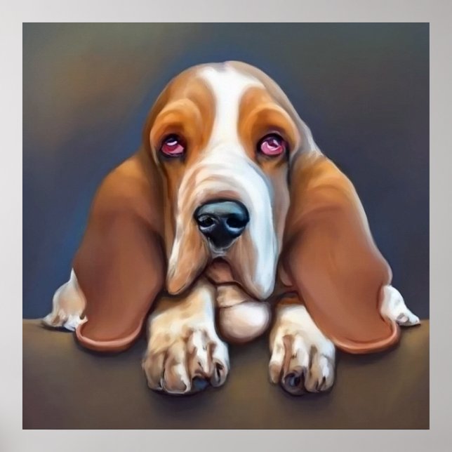 Affiche Basset Hound - Portrait de chien (Devant)