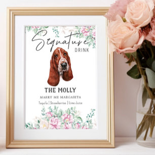 Affiche Basset Hound Signature Chien Signet boisson