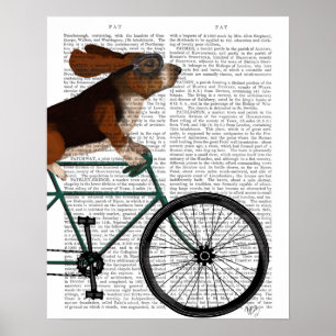 Affiche Basset Hound sur vélo