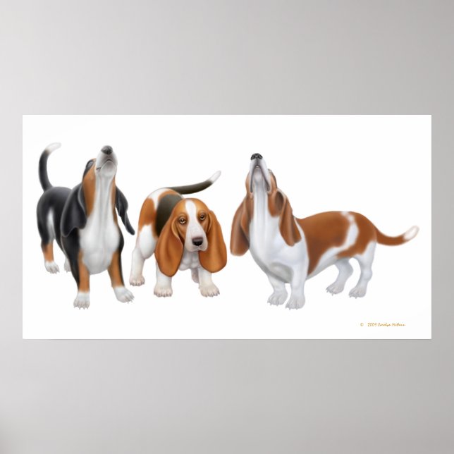 Affiche Basset Hound Trio Print (Devant)