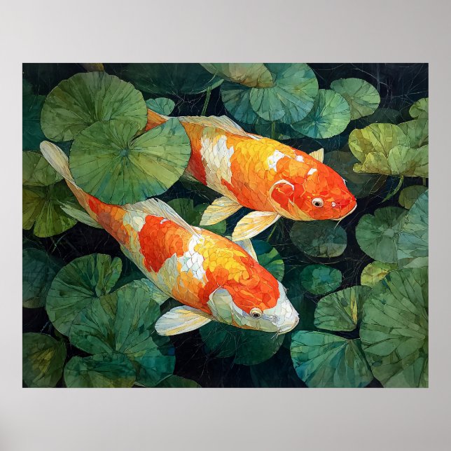 Affiche Bassin de carpes koï nénuphars (Devant)