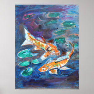 Affiche Bassin de carpes mystiques impressionniste