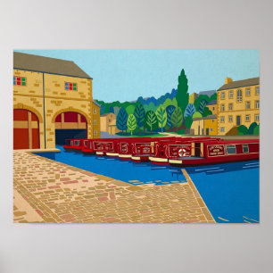 Affiche Bassin du canal de Sowerby Bridge, art de style Ma