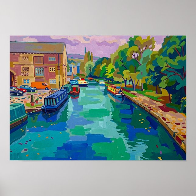 Affiche Bassin du Canal de Sowerby Bridge, peinture de sty (Devant)
