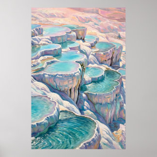 Affiche Bassins Thermaux Iridescents de Pamukkale en Turqu
