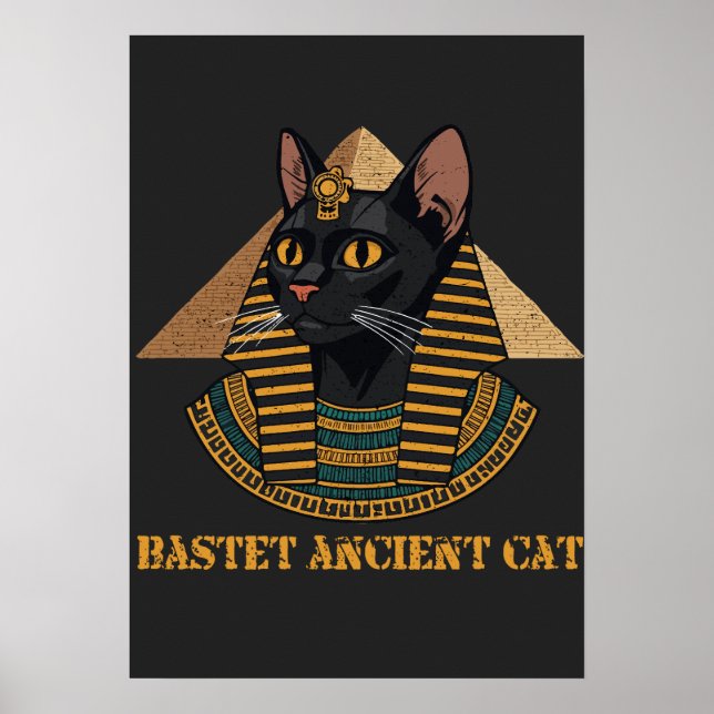 Affiche Bastet Déesse Féline Égyptienne Ancienne Art Vinta (Devant)