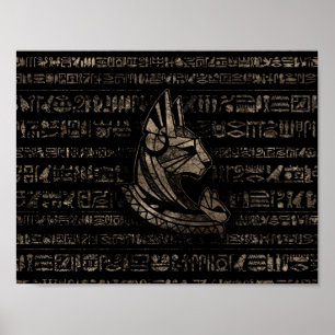 Affiche Bastet Egyptian Goddess -vintage gold on black