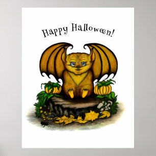 Affiche Bat d'Halloween mignonne