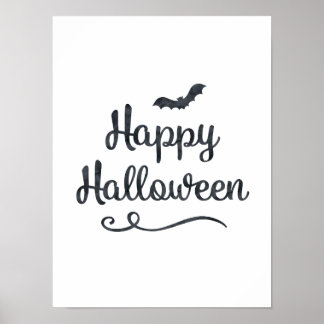 Affiche Bat Happy Halloween Party Cute Typographie Art