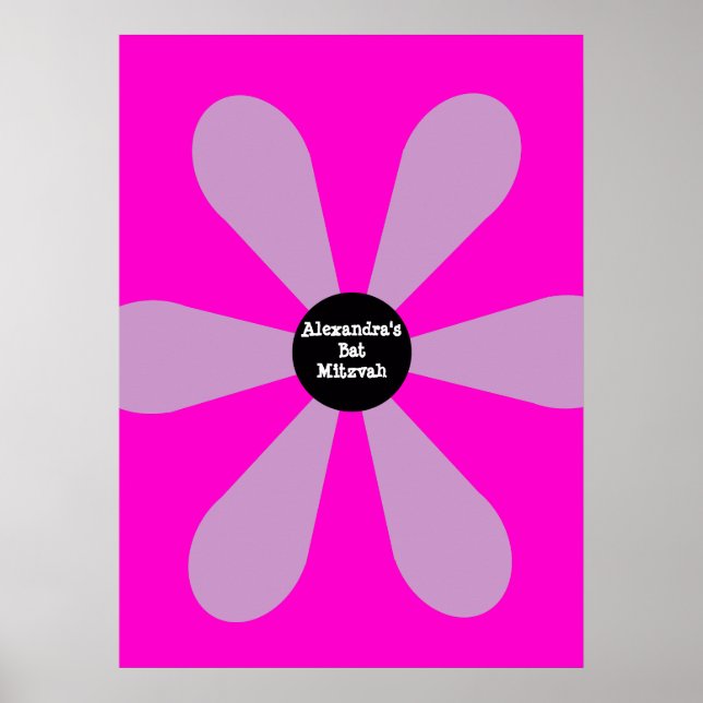Affiche Bat mitzvah Se Connecter Plaisir Planche Bleu Rose (Devant)