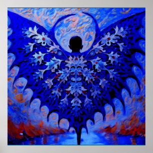 Affiche Bat Wing Créateur Avec Une Aile Bleue Magnifique