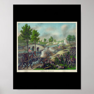 Affiche Bataille D'Antietam Peinture Guerre Civile Bataill