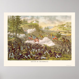Affiche Bataille de Chickamauga par Kurz et Allison 1863