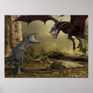 Affiche Bataille de Dinosaur Dragon Tyrannosaurus