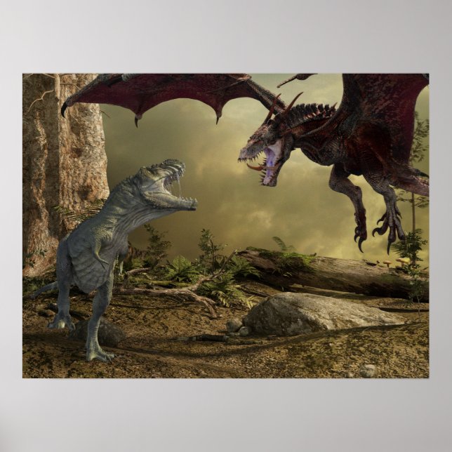 Affiche Bataille de Dinosaur Dragon Tyrannosaurus (Devant)