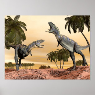 Affiche Bataille de dinosaures Aucasaurus - rendu 3D