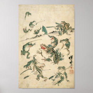 Affiche Bataille des grenouilles Kawanabe Kyosai