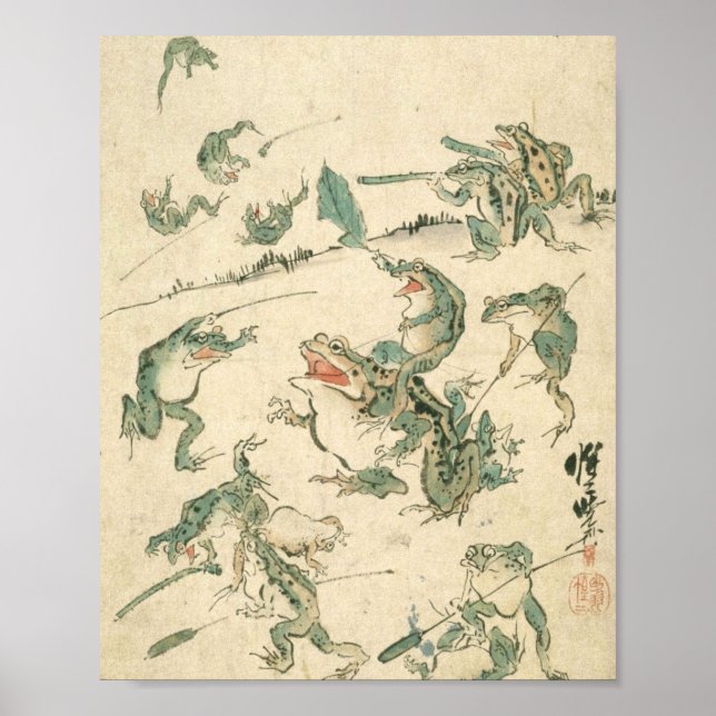 Affiche Bataille Des Grenouilles - Kawanabe Kyosai (Devant)