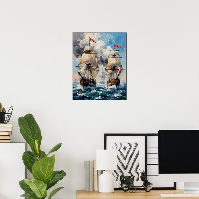 Affiche Bataille en mer orageuse (Bureau à domicile)