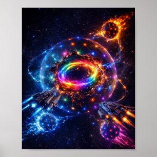 Affiche Bataille spatiale de science-fiction près du cœur